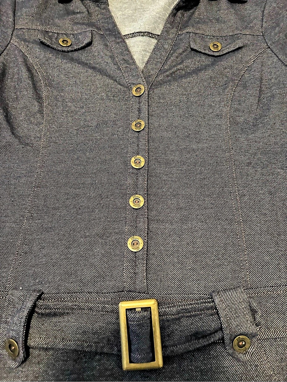 Vintage Guess  Fake Button Front Mini Dress in Gray Size Large - Picture 2 of 4